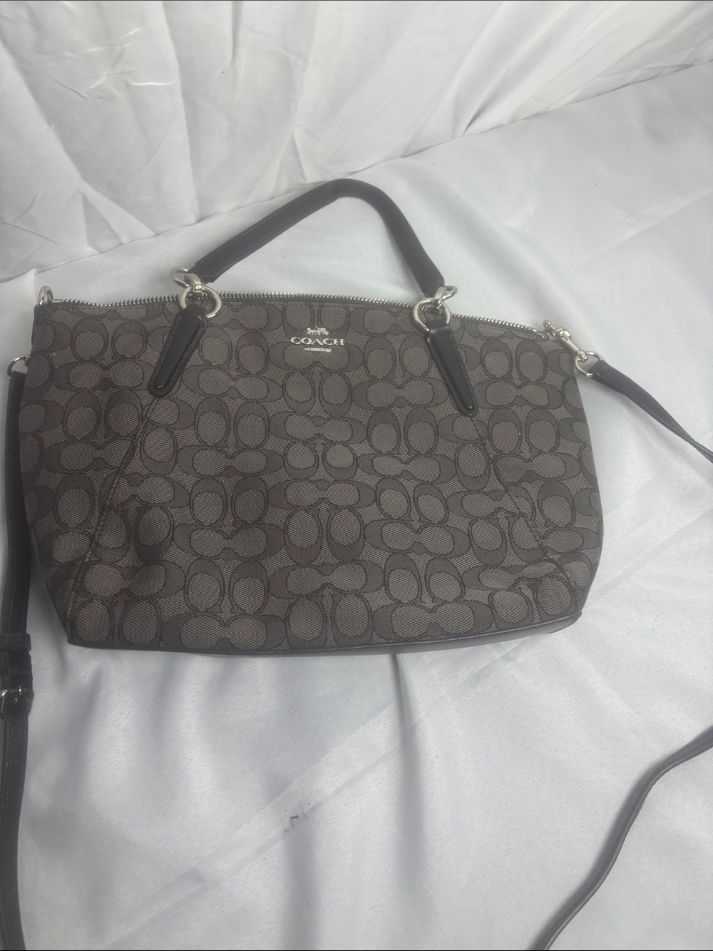 Coach Brown Signature Jacquard Shoulder Tote